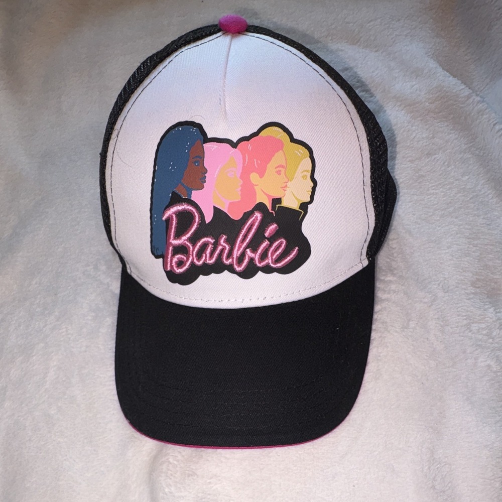 Barbie Trucker Hat Snap Adjustable Cap New With Tags Black White Pink Women Girl